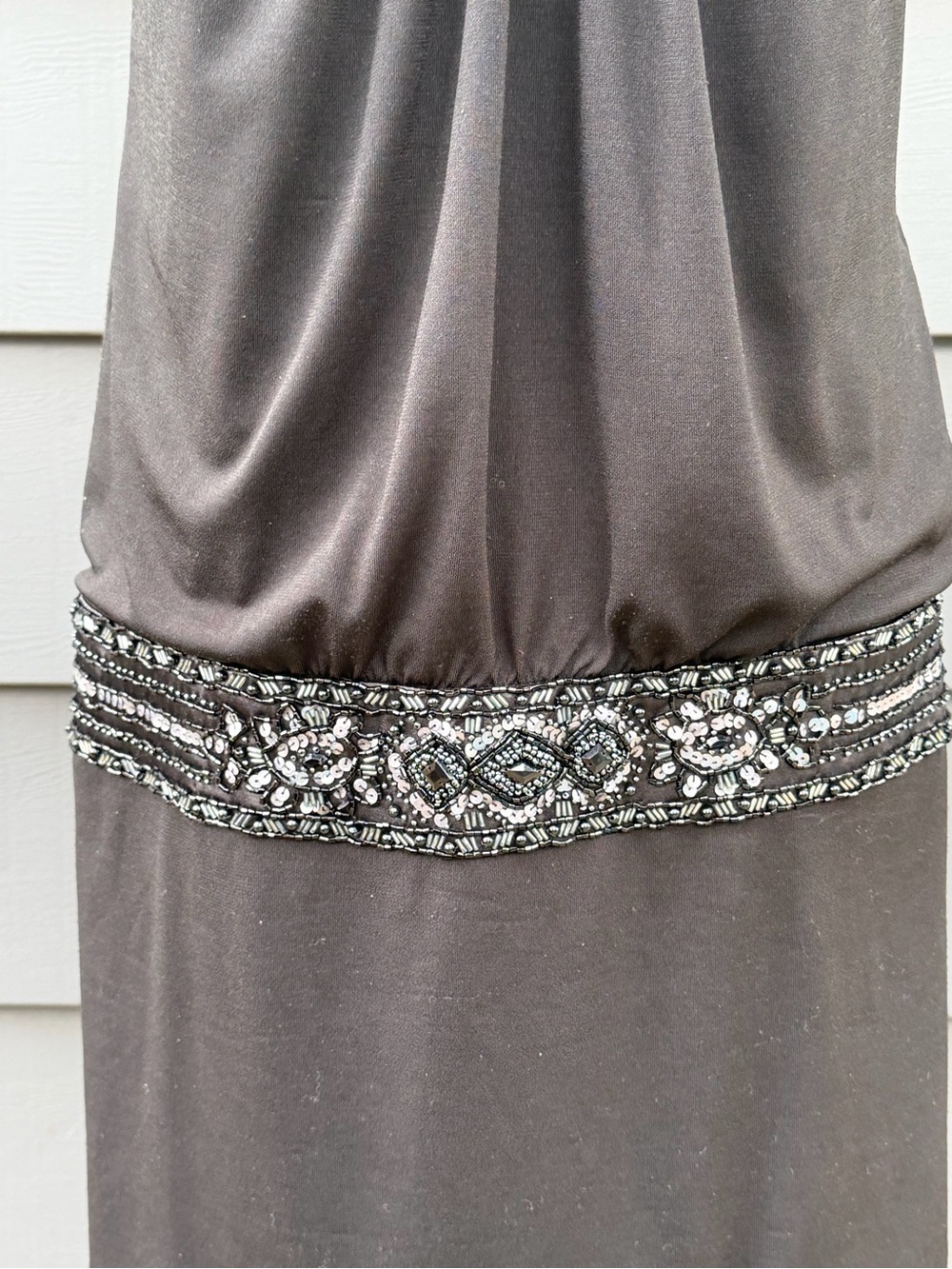 Studio W by SUE WONG Black Embellished Sleeveless open back drop waist Dress 4 - Picture 5 of 16